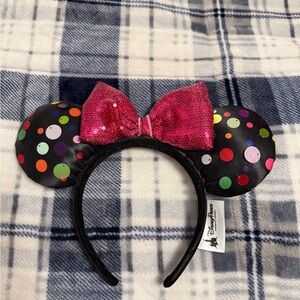 Disney Black Minnie Mouse Ears with Pink Sequin Bow